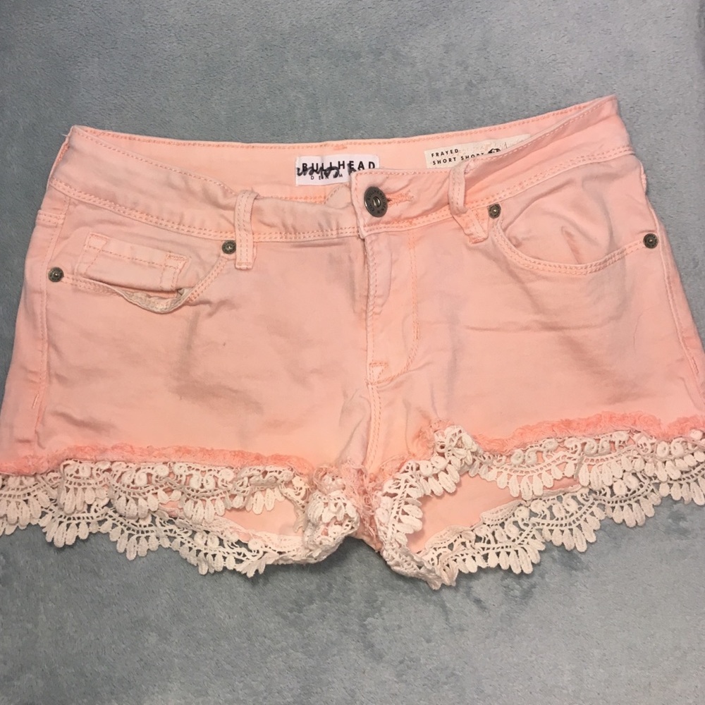 Pink Lace Bullhead Denim Jean Shorts [Size 5]